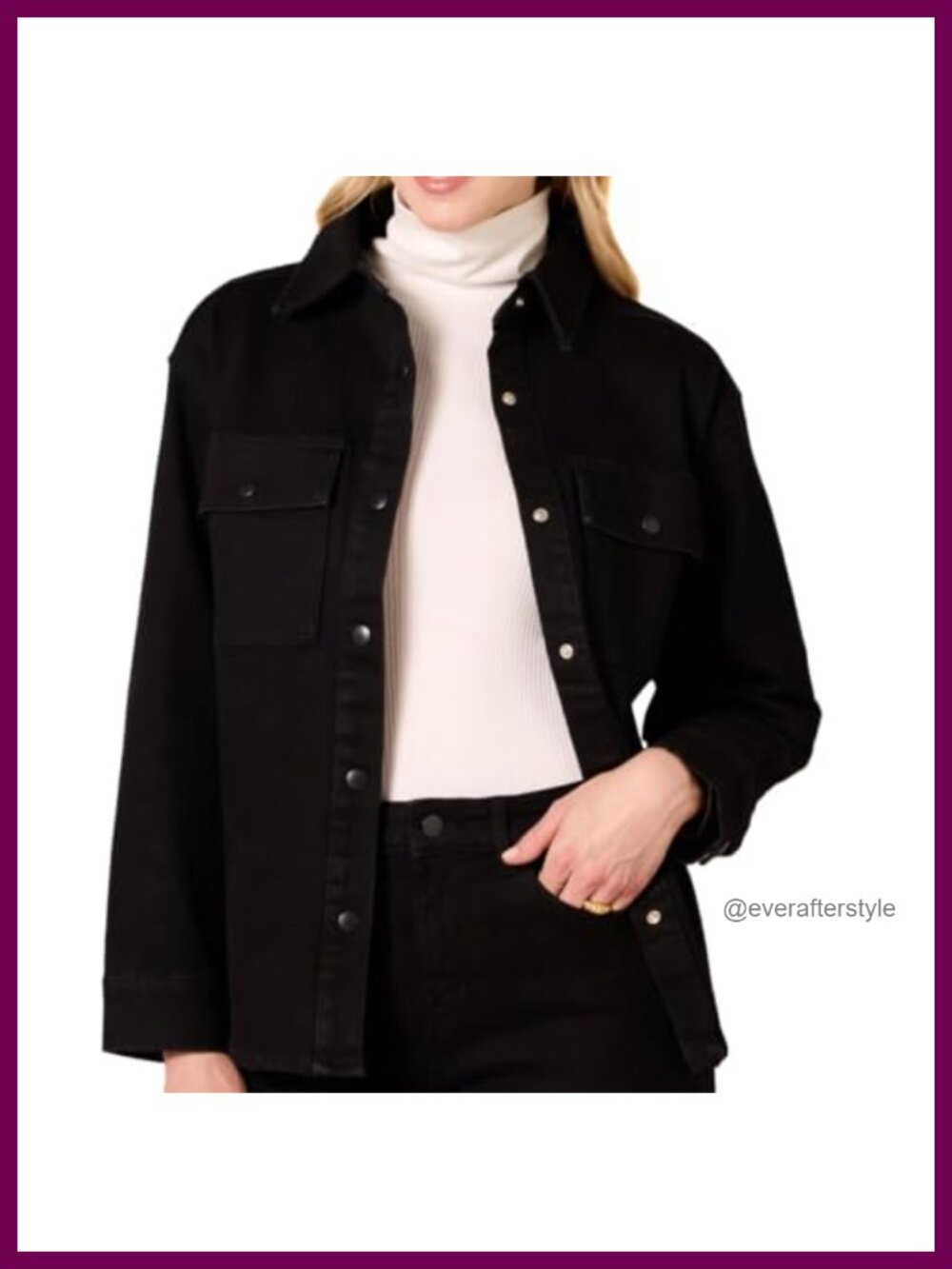 Oversized Heavyweight Denim Shirt Jacket Relaxed Fit Button Front Layering